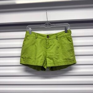 Banana Republic Green Linen Cotton Cinch Waist Shorts Size 2